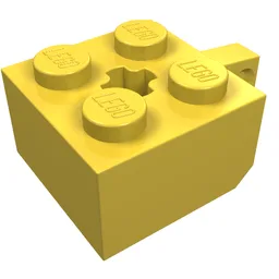 Hinge Brick 2 x 2 Locking with 1 Finger Vertical and Axle Hole [+ Opening] / Yellow