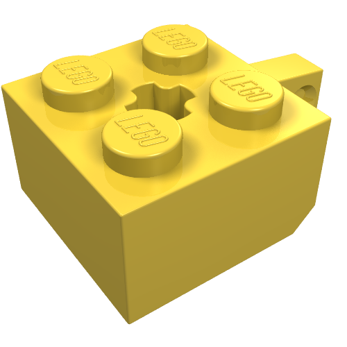 Lego Hinge Brick 2 x 2 Locking with 1 Finger Vertical and Axle Hole [+ Opening] / Yellow