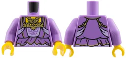 Torso Dress, Ornate Gold Chestpiece and Trim, Lavender Panel and Ribbons, Ruffles Pattern / Medium Lavender Arms / Yellow Hands
