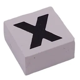 Modulex Tile 2 x 2 with Black 'X' Print, without Internal Supports