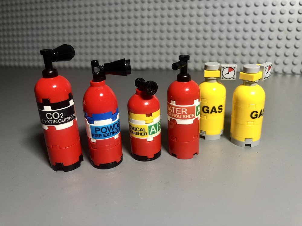 Lego Fire extinguishers set with sticker sheet