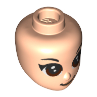 Lego Minidoll Head Reddish Brown Eyes, Pink Lips / Light Nougat