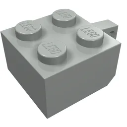 Hinge Brick 2 x 2 Locking with 1 Finger Vertical [No Axle Hole] / Light Gray