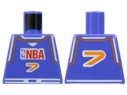 Torso Basketball Jersey Tank Top with White Trim, NBA Logo, and Orange Number 7 Pattern / Violet