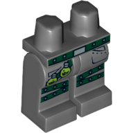 Lego Hips and Dark Bluish Gray Legs with Studded Dark Green Belt and Leg Straps, Pockets and Two Lime Toxic Bulbs Print / Dark Bluish Gray