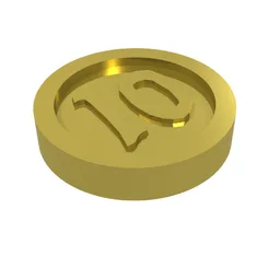 Money / Coin with "10" Gothic Type / Chrome Gold