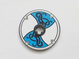 Lego Technic, Disk 3 x 3 with Viking Shield Blue / White 4 Section Pattern (Sticker) - Sets 7016 / 7019