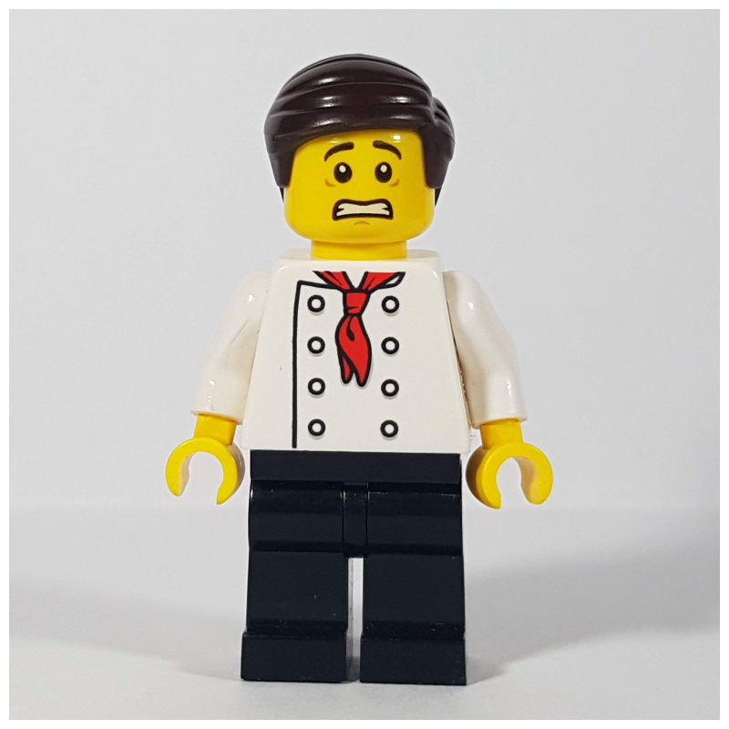 Lego Chef, Red Neckerchief, Black Legs, Dark Brown Hair