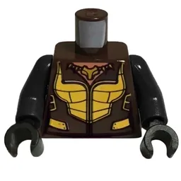 Torso, Armor, Gold with Totem Necklace Print (Vixen), Black Arms and Hands / Dark Brown