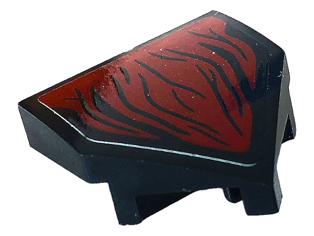 Lego Wedge 2 x 2 x 2/3 Pointed with Dark Red Skin and Black Lines Pattern (Sticker) - Set 76154