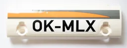 Technic, Panel Curved 11 x 3 with Black 'OK-MLX' and Dark Bluish Gray and Orange Stripes Pattern Model Right Side (Sticker) - Set 42052