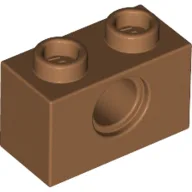 Technic Brick 1 x 2 [1 Pin Hole] / Medium Nougat