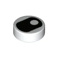 Tile Round 1 x 1 with Squinted Eye, Center Side Pupil Print / White