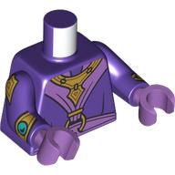 Lego Torso, Lavender Trim, Gold Ring, Necklace print Dark Purple Arms, Medium Lavender Hands / Dark Purple