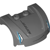 Vehicle Body, Wheel Arch / Mudguard 3 x 4 x 1 2/3 Low Profile, Curved Front with Headlights, Smile Print / Dark Bluish Gray