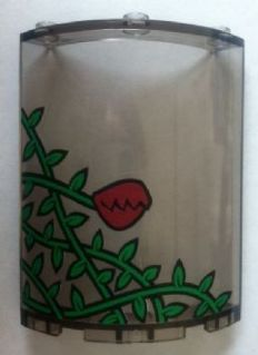 Lego Cylinder Quarter 4 x 4 x 6 with Ivy Plant and Red Flower Closed Pattern (Sticker) - Set 7785