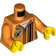 Lego Torso Jacket, Zipper, Black Stripes, Bee Logo, White Undershirt Print, Orange Arms, Yellow Hands / Orange