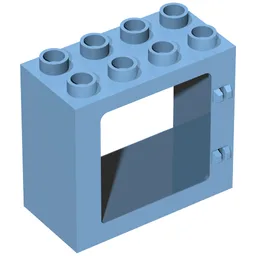 Duplo Door / Window Frame Flat Front Surface, Completely Open Back / Medium Blue