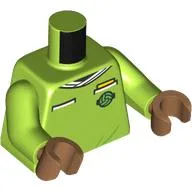 Torso Soccer Shirt, White Collar, Pockets Print, Lime Arms, Medium Nougat Hands / Lime