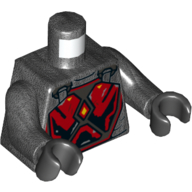 Lego Torso Armor, Dark Red Chestplate print (Gar Saxon), Pearl Titanium Arms, Black Hands / Pearl Titanium