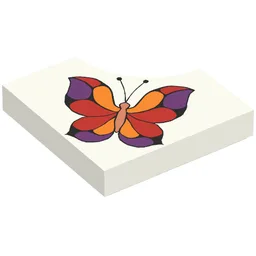 Tile Special 2 x 2 without 1 x 1 Quarter Circle with Scala Butterfly Print / White