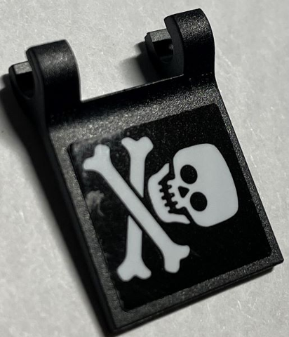 Lego Flag 2 x 2 Square with Flared Edge with Skull and Crossbones Pattern (Sticker) - Set 21330