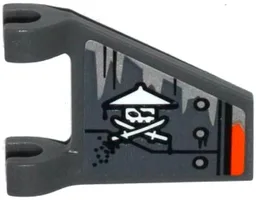 Flag 2 x 2 Trapezoid with Flat Edge with Armor Plates with Rivets, White Ninja Skull with Crossed Swords Pattern Model Left Side (Sticker) - Set 70601