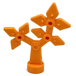 Duplo Flower, Faux Metal Bolts and Rivets Design, 8 Petals / Medium Orange