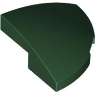 Brick Round Corner, Curved 2 x 2 x 2/3 Quarter Circle With 1 x 1 Bottom Cutout / Dark Green