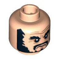 Minifig Head Blackbeard, Bushy Beard, Moustache, Eyebrows Print [Blocked Open Stud] / Light Nougat