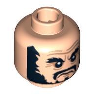Lego Minifig Head Blackbeard, Bushy Beard, Moustache, Eyebrows Print [Blocked Open Stud] / Light Nougat
