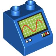 Lego Duplo Brick 2 x 2 Slope 45° with Oscilloscope Print / Blue