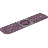 Lego Duplo Bandage / Band Aid 3 x 13 with Round Ends and Pink Heart Print / White