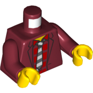 Lego Torso Jacket, Red Shirt, Black and White Tie Print, Dark Red Arms, Yellow Hands / Dark Red