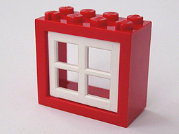 Lego Window 2 x 4 x 3 - Solid Studs with White Pane (4132 / 4133)