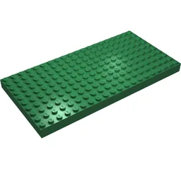 Brick 10 x 20 without Bottom Tubes, with '+' Cross Support (early Baseplate) / Green