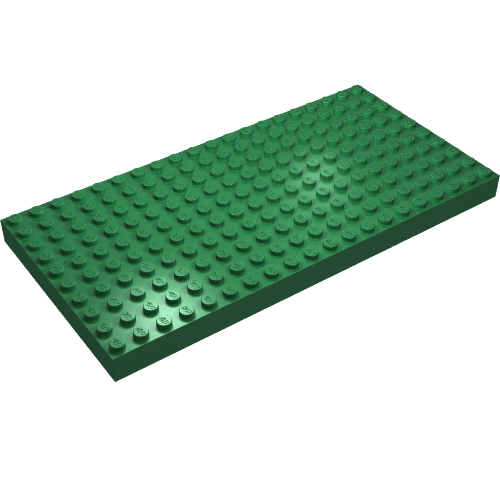 Lego Brick 10 x 20 without Bottom Tubes, with '+' Cross Support (early Baseplate) / Green