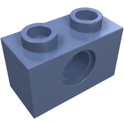 Technic Brick 1 x 2 [1 Pin Hole] / Sand Blue