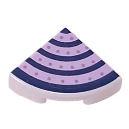 Tile Round 1 x 1 Quarter with Dark Blue/Lavender Stripes, Medium Lavender Dots Print / White