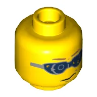 Minifig Head Trey Swift, Glasses Digital with Light Brown Eyebrows and Chin Dimple Print [Hollow Stud] / Yellow