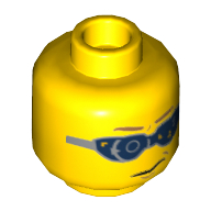 Lego Minifig Head Trey Swift, Glasses Digital with Light Brown Eyebrows and Chin Dimple Print [Hollow Stud] / Yellow