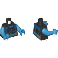 Lego Torso V Neck with Dark Blue Ice Crystal, Silver Belt Print, Dark Azure Arms and Hands / Black