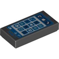 Lego Tile 1 x 2 with Smart Phone, Icons print / Black
