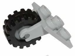 Plate, Modified 2 x 2 Thin with Plane Single Wheel Holder with Dark Bluish Gray Wheel with Black Tire 15mm D. x 6mm Offset Tread Small - Band Around Center of Tread (2415 / 3464c04)
