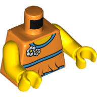 Lego Torso Halter Top with Medium Blue Trim and Flowers Front / '2011 The LEGO Store Sunrise, FL' on Back Print, Yellow Arms and Hands / Orange