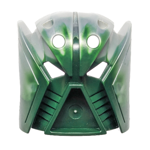 Lego Large Figure Mask Matatu with Marbled Pearl Light Gray Pattern (Orkahm) / Dark Green