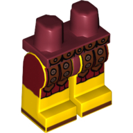 Lego Hips and Yellow Legs with Tunic with Leather Straps with Copper Studs and Brown Sandals Print / Dark Red