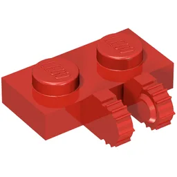 Hinge Plate 1 x 2 Locking with 2 Fingers on Side, 7 Teeth / Red