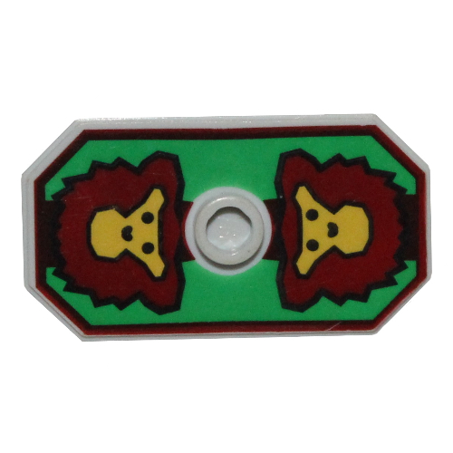 Lego Shield Rectangular with Stud, Knights Kingdom Rascus Monkey Print / Very Light Bluish Gray