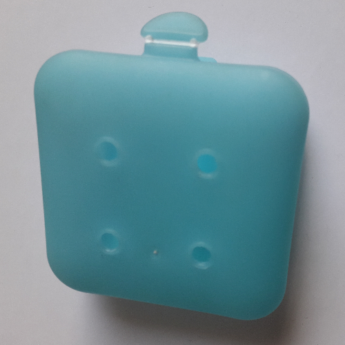 Lego Clikits Container Box, Square with 2 x 2 Holes Arrangement - Hinged / Trans-Light Blue